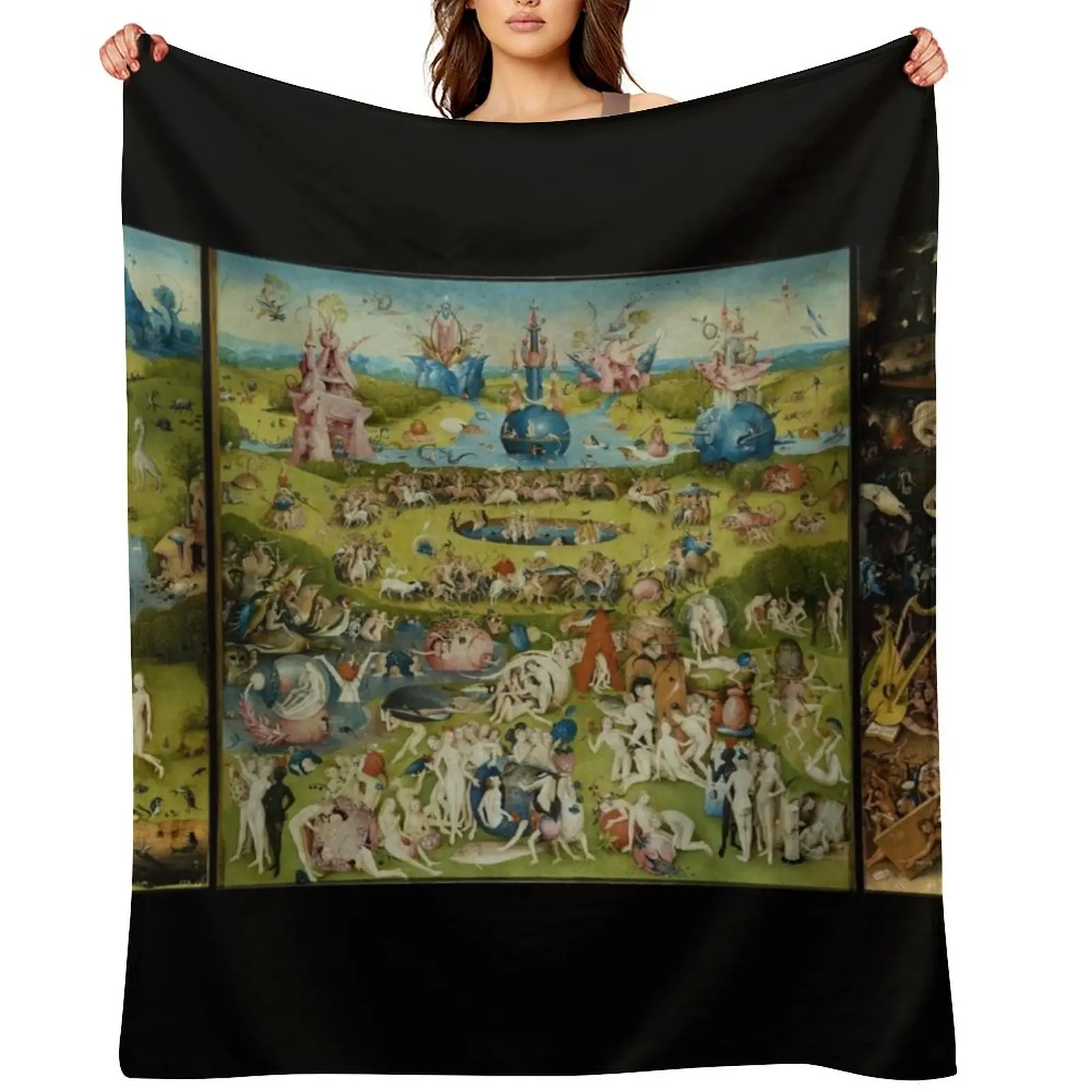 

The Garden of Earthly Delights by Hieronymus Bosch (1480-1505) Throw Blanket for sofa Picnic Soft Blankets