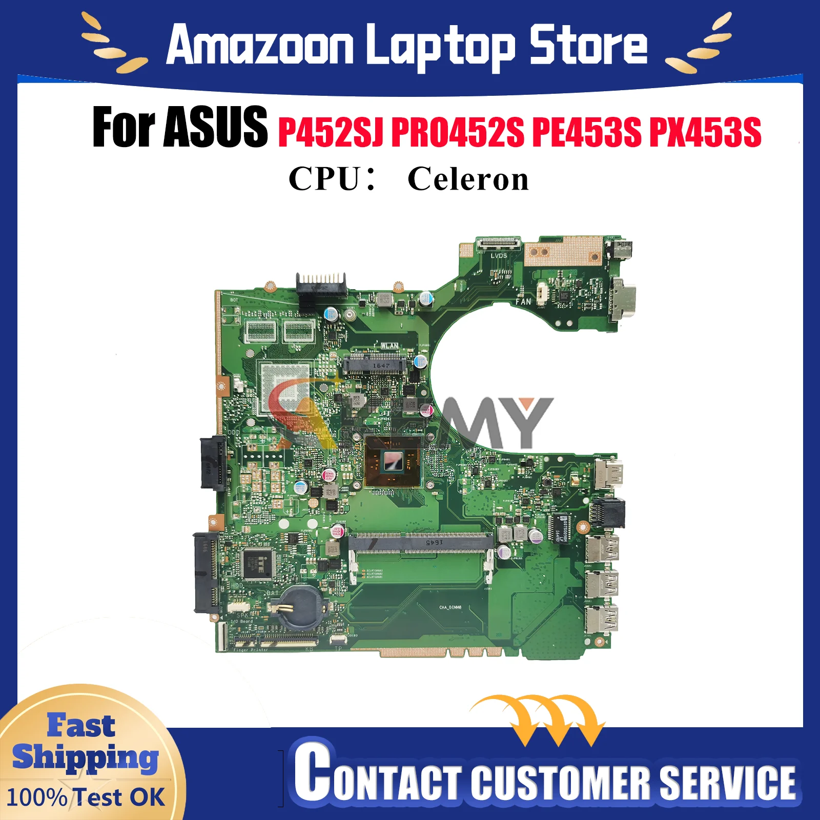 

P452SA Материнская плата для ноутбука ASUS PE453S P452SJ PRO452S P452SA P452S PX453S Материнская плата для ноутбука с процессором Celeron 108% тестов в порядке