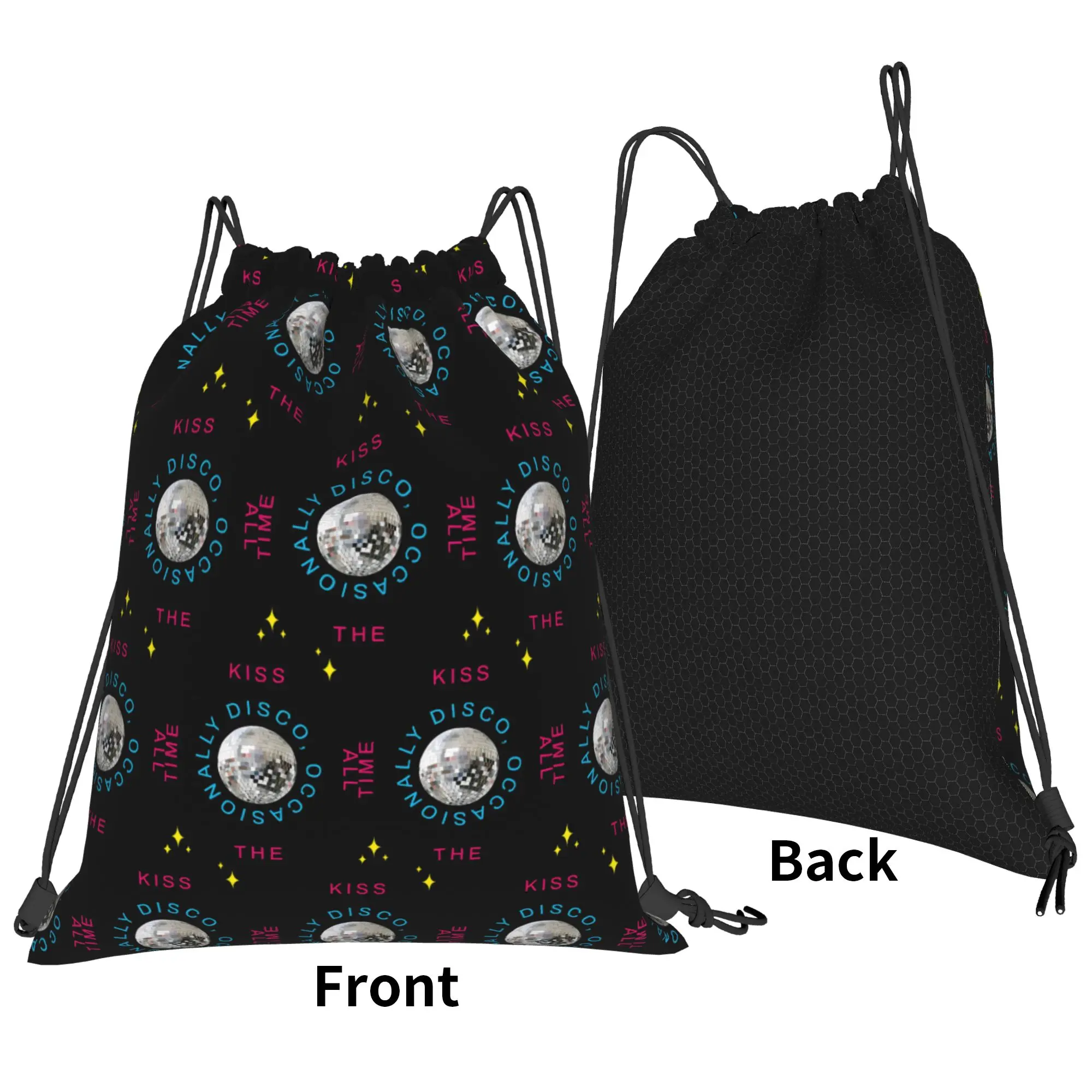 Kiss All The Time Disco Ball Drawstring Backpack Gym Bag Harrys Music Styles String Sackpack for Working Out 36cm (W) x 43cm (H)