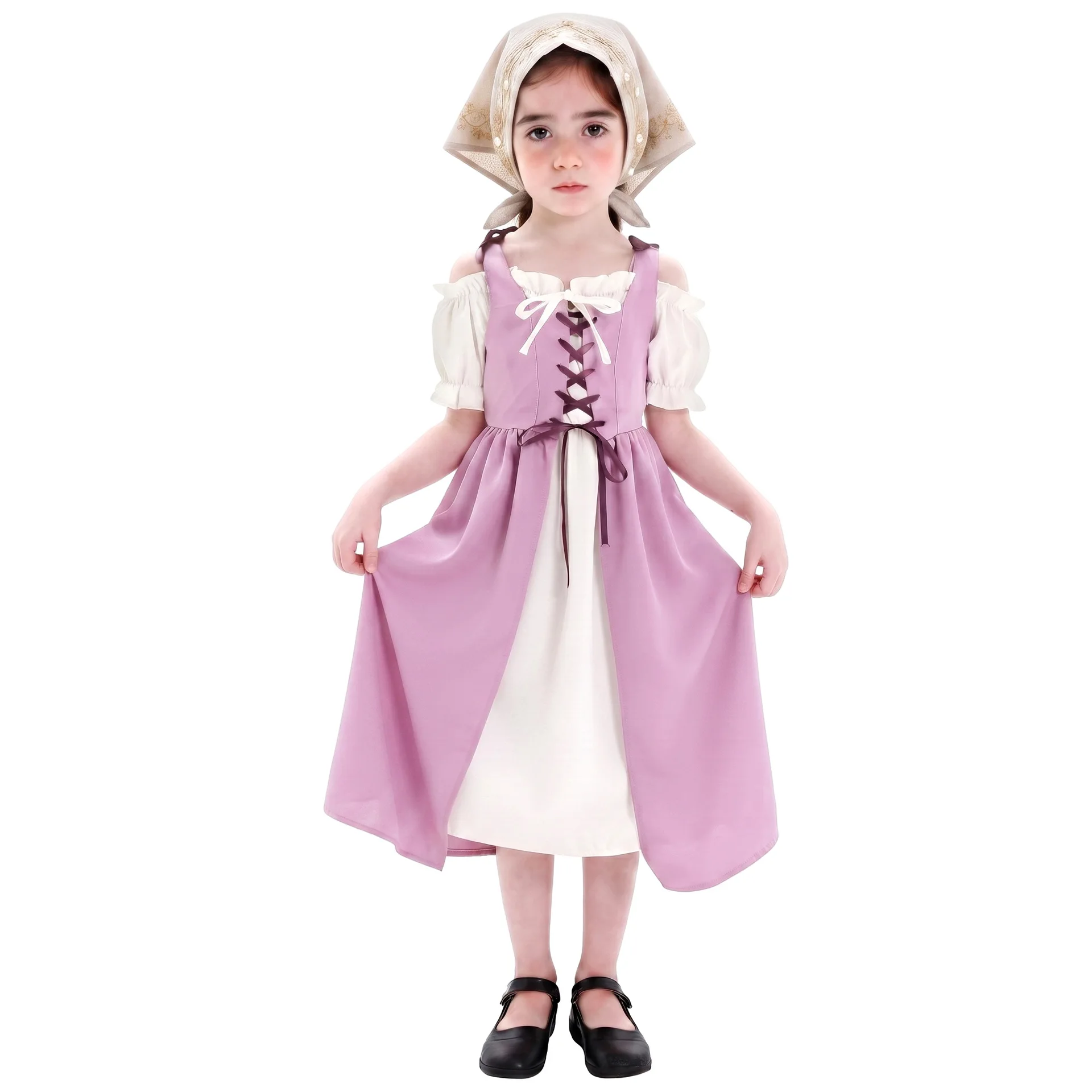 Halloween Medieval Peasant Dress Renaissance Princess Pink Long Dress Carnival Stage Performance Cosplay Party Wear