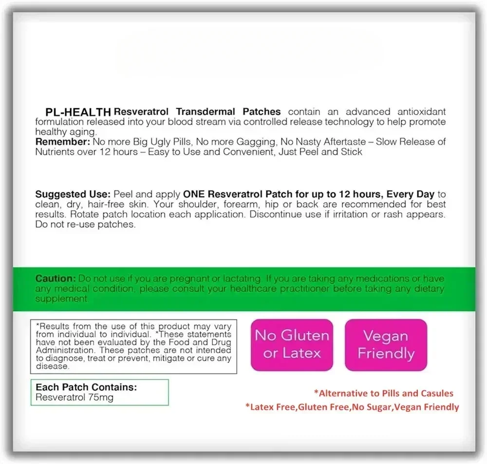 30 Patches Resveratrol Patches - Transdermal Patches