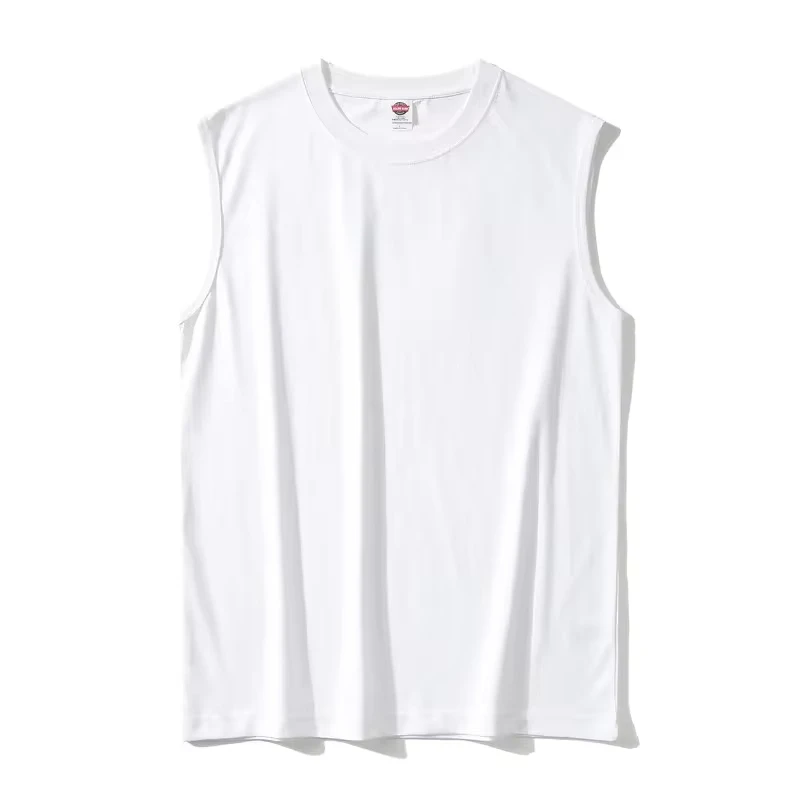 

New Fashion Men's 220g Cotton Vest Summer Japanese Style Men's Solid Color Casual Trendy Sleeveless T-shirts Loose Male Clothes