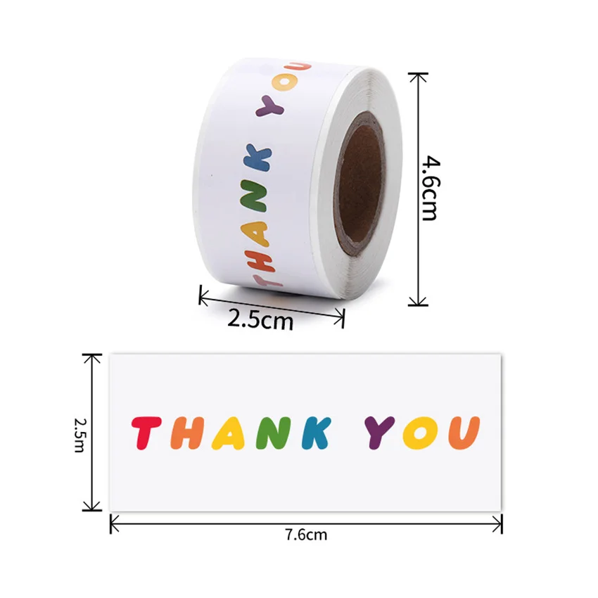 120pcs/roll Thank You Stickers For Small Business Decorative Rectangle adhesive Seal labels Gift packaging holiday decor Sticker