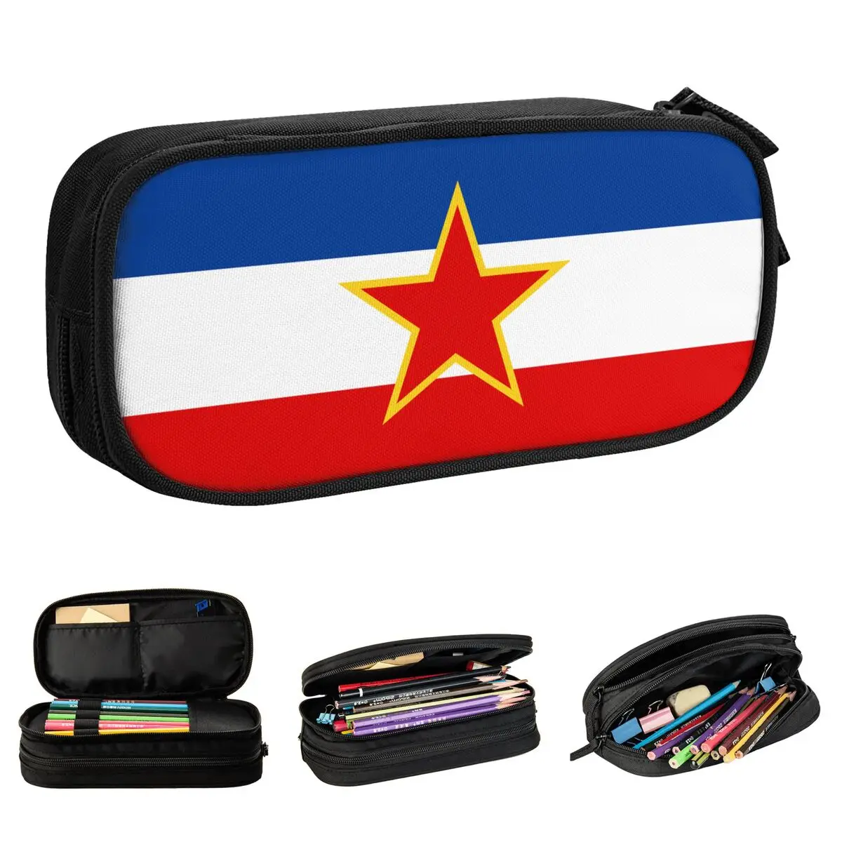 New Yugoslavia Flag Pencil Cases Pencil Box Pen Box for Student Big Capacity Pencil Bags School Supplies Zipper Accessories