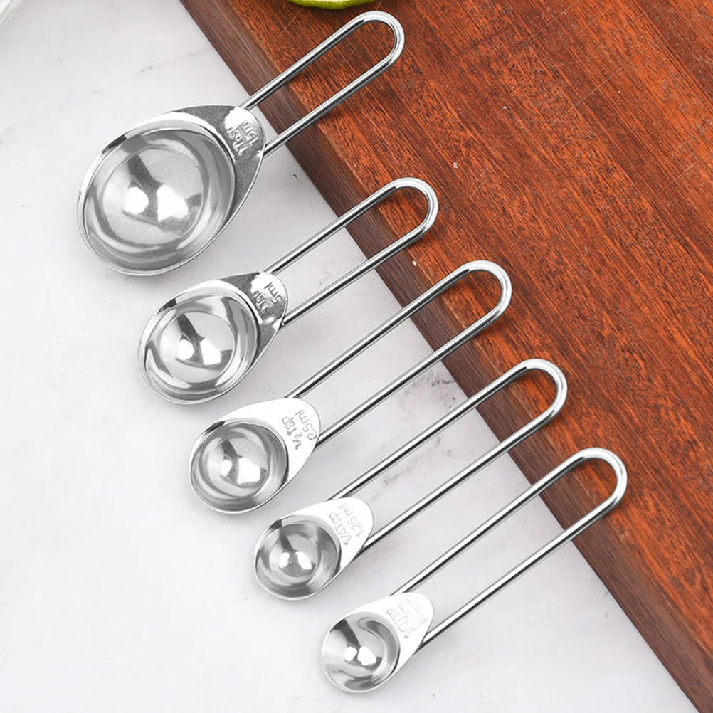 

1Set Metal Measuring Spoons Set Exquisite Workmanship Fine Details Not Easy to Deform Crack Widely Loved Tea Measuring Spoons