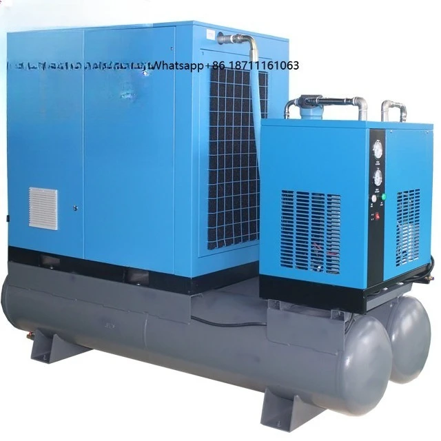Industrial 22kw 30hp VSD AC Powered Stationary Air Compressor Laser-Machine Equipped Tank Mounted Screw Dryer Air Cooled Feature