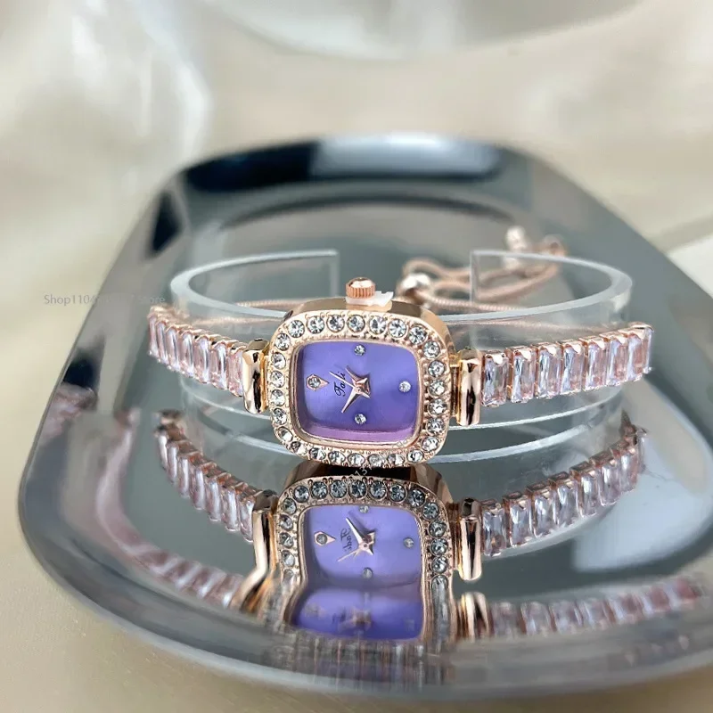 2025 New Temperament Fashionable Square Quartz Wristwatches Light Luxury Women's Watch Free Adjustment Women's Quartz Watch