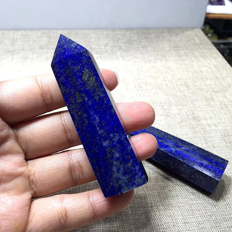 2Pcs Lapis Lazuli Natural Crystal Column Lapis Lazuli Crystal Column Hexagonal Column Original Stone Decoration Decoration - 5-6