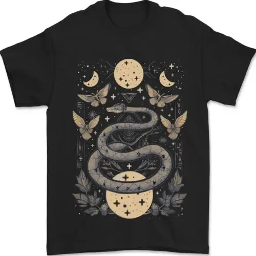 Celestial Snakes & Butterfies Pagan Earth Moon Mens T-Shirt 100% Cotton