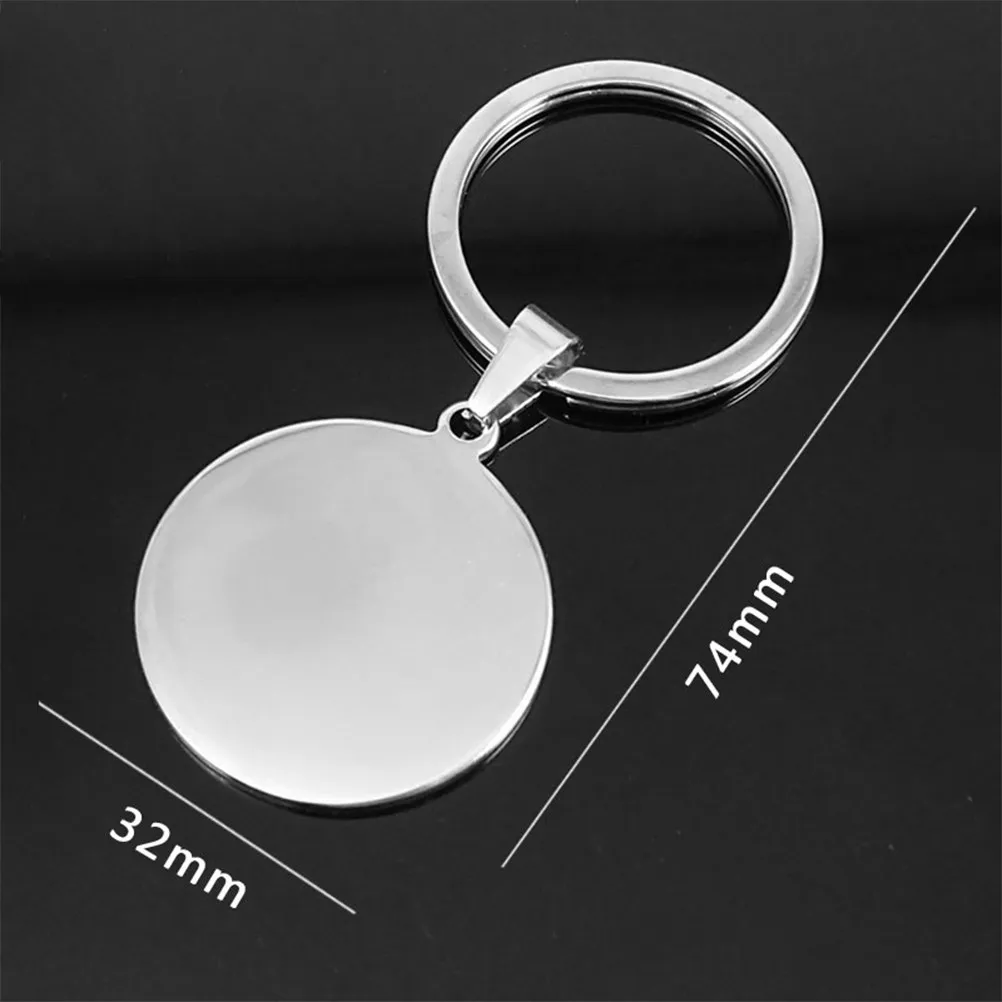 10pcs Round Stainless Steel Blank Keychains for DIY Stamping, Engraving, Jewelry Making, Charms & Gifts