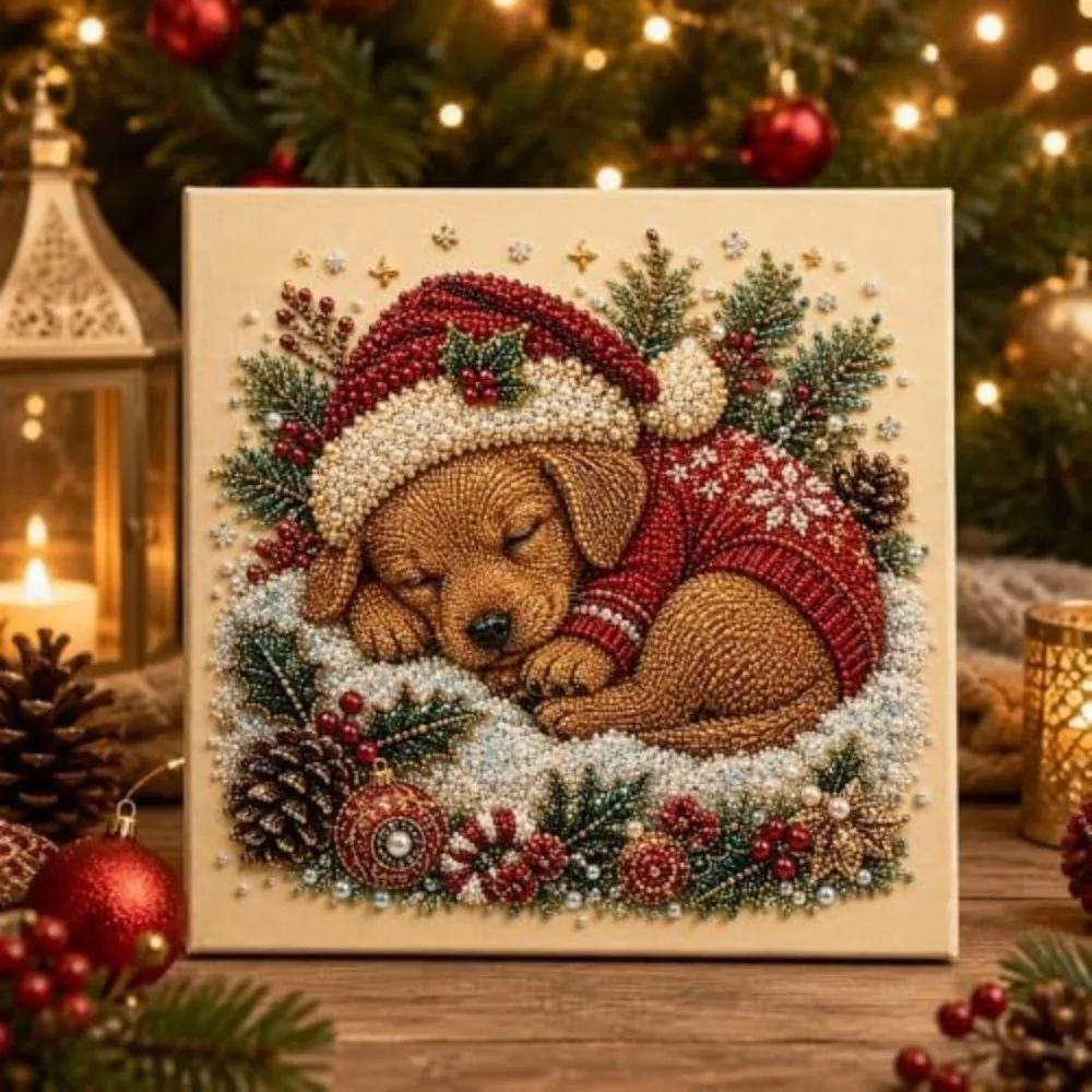 Self-Adhesive Pearl Painting Kit 20x20cm Beginner Set Diamond Painting Kit Wooden Frame Christmas Craft Set Christmas