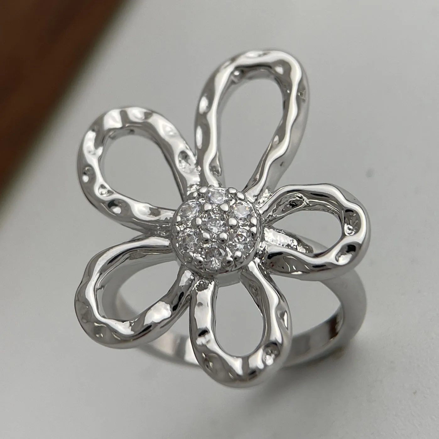 Women's 925 Sterling Silver Big Flower Minimalist Ring