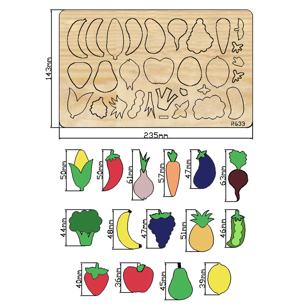 

Фрукты и овощи, новые деревянные Вырубные штампы для скрапбукинга, «сделай сам», подходят для распространенных высекальных машин на рынке/R633