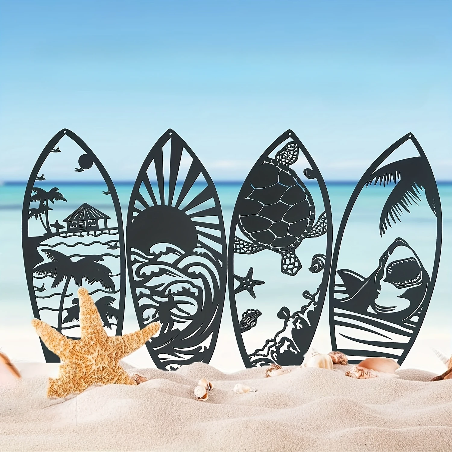 

4 шт./набор, декоративные металлические настенные фрески для серфинга