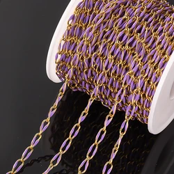 1meter Gold Plated Stainless Steel Enamel Chains For Jewelry Makings DIY Cable Chains For Jewelry Necklace Bracelets Accessories