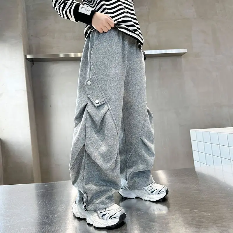 Boys Spring Autumn New Sports Trousers Handsome Cool Loose Casual Comfortable Versatile Middle Pants Fashion Streetwear