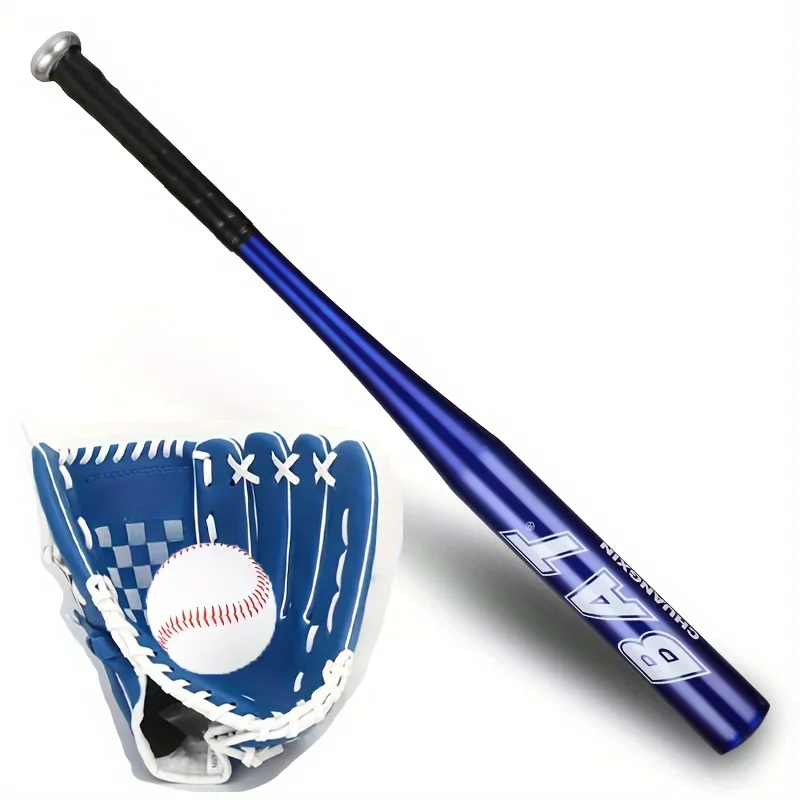 

Baseball Training Kit for Teenagers Beginners - Aluminum Alloy Baseball Bat & Catcher's Glove Set Colors: Black Blue Silvery