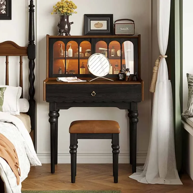 

Wood Nordic Brown Dresser Eithe Glass Girl Stool Luxury Hotel Dressing Table Storage Makeup Women Comoda Pra Quarto Furniture