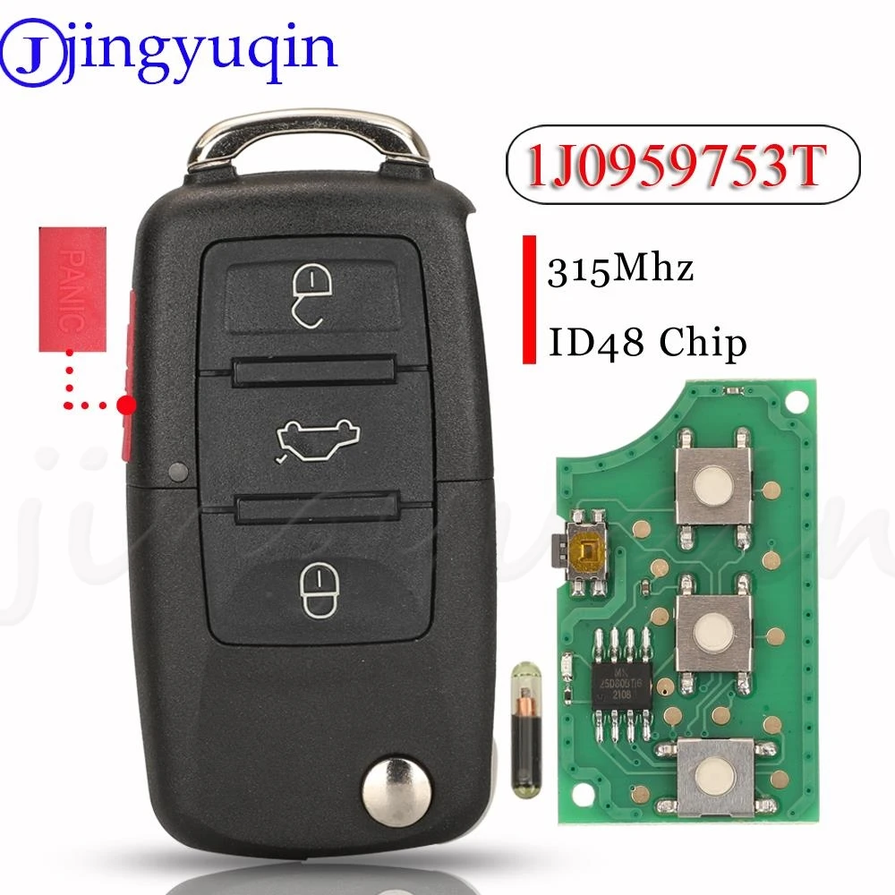 Jingyuqin 1J0959753T Smart Remote Car Key 315Mhz ID48 For VW Volkswagen Beetle Golf Jetta GTI Passat Key FOB Transmitter Control