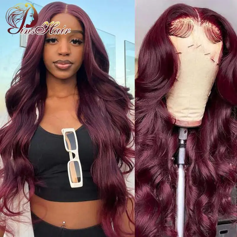 

180% Burgundy Body Wave Red Lace Front Human Hair Wigs 99J Colored 13x6 HD Lace Frontal Human Hair Wig Brazilian Wigs For Women