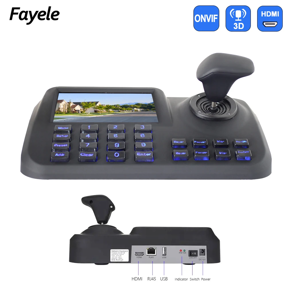 3 Axis 3D Joystick Toetsenbord Pan Tilt zoom Controller voor-onvif IP Netwerk PTZ Camera 5 "kleuren LCD-scherm CCTV Tester Tool