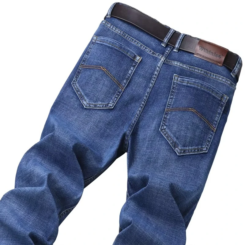 WTHINLEE New Casual Jeans Men's Fashion Business Straight Denim Trousers Blue Gray Brand Clothing Classic Stretch Work Pants