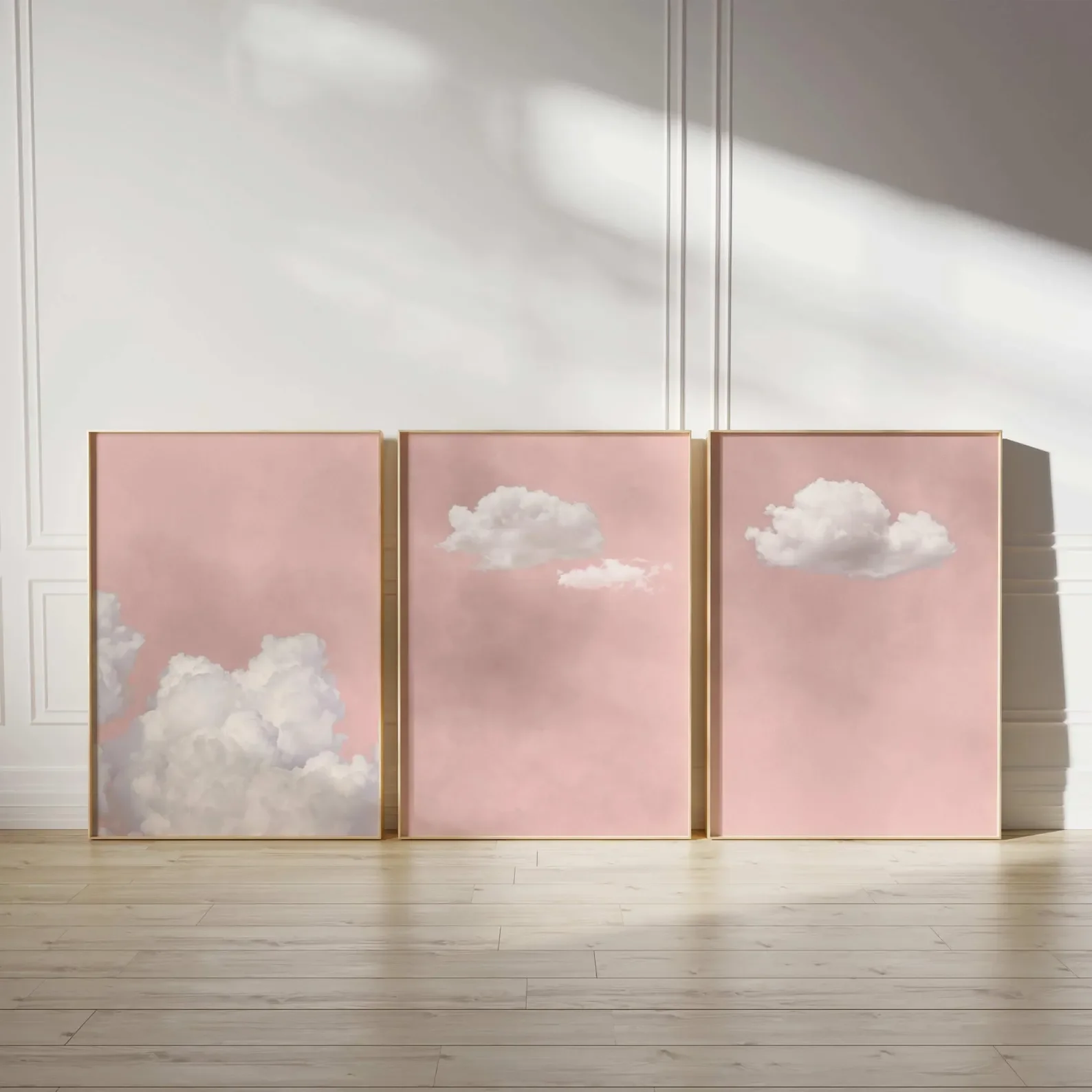 3PCS Blush Cloud Wall Art  Large Living Room Wall Decor  Moody Sky Wall Art  Above Bed Decor Canvas Paintings for Room Decor