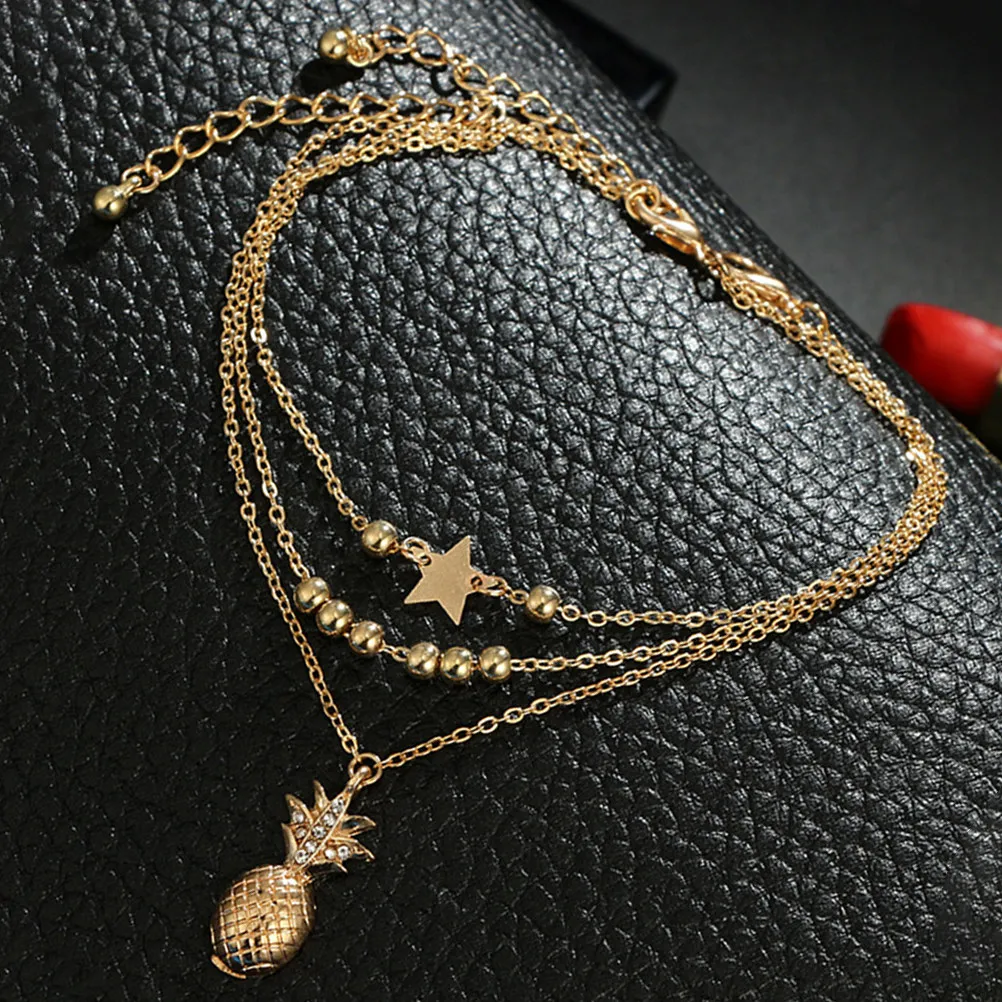 Fashion Star Anklet Women Alloy Foot Chain Jewelry Gift for Her Birthday Anniversary Wedding Festival Promotion Employee