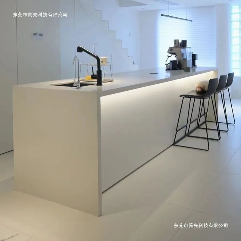 Water bar counter integrated cabinet, sink island, separate table, dining side cabinet integrated, simple and light luxury white