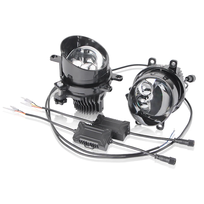 2PCS 3Inch Bi LED Fog Lights Lens 80W Super Bright  White Light Bi LED Fog lamp Projectors Lens For Toyota LED Headlights