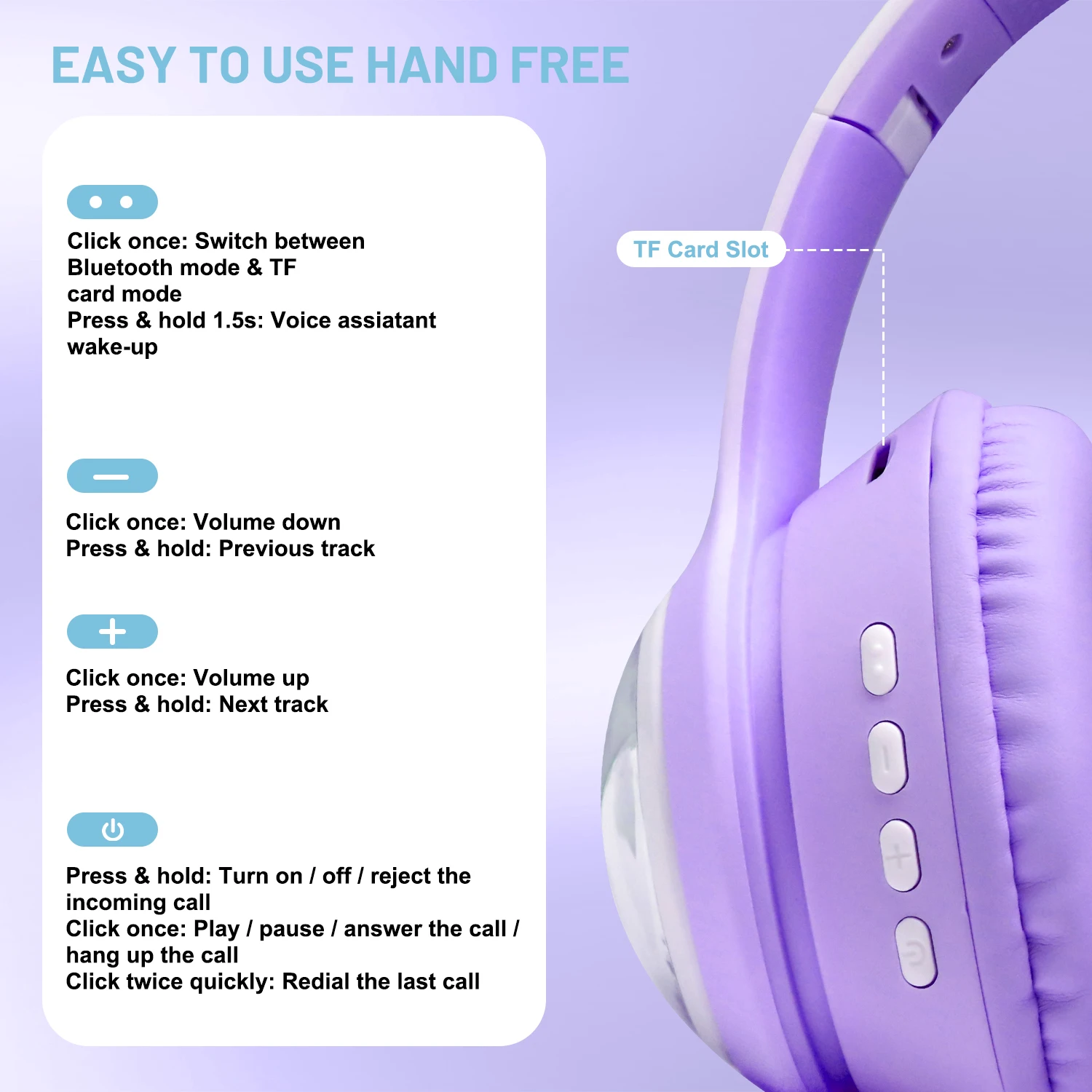 

Cute cat-ear style children's headphones，RGB lighting effects, adorable cat paw design, no ear pressure, for study and travel.