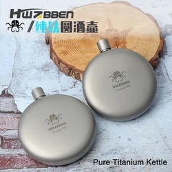 HWZBBEN Outdoor Titanium Hip Flask Whisky Liquor bottiglia di vino portatile in metallo rotonda da 170ml per attrezzature da campeggio con alcol