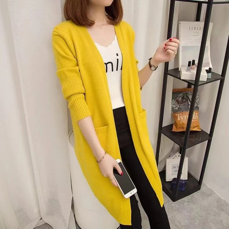 Dalong Maglione lavorato a maglia Capispalla da donna No Pilling Cardigan lungo Sve di media lunghezza V-Ne Stagione autunnale Premium Quali