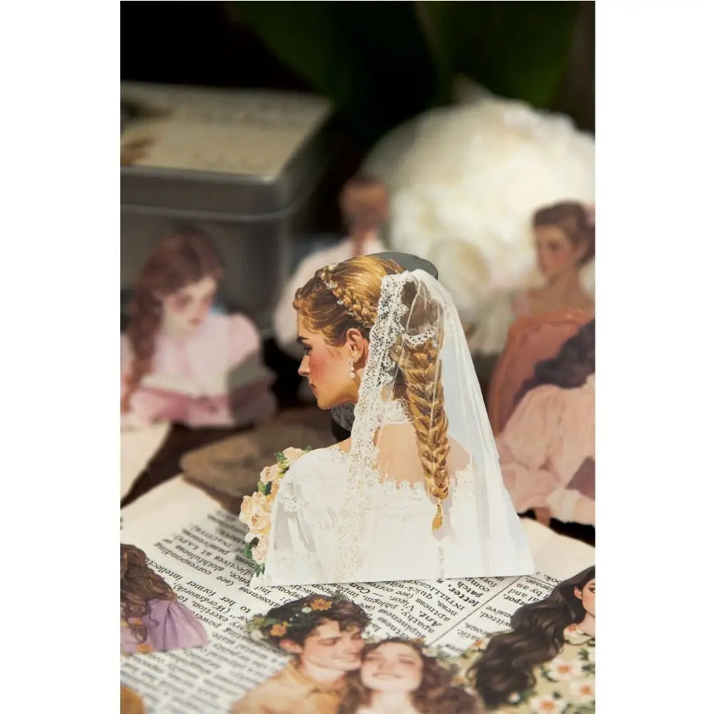 

100 шт. 2025 наклейки из материала ручной работы DIY ретро ручная бумага тема персонажа альбом для вырезок