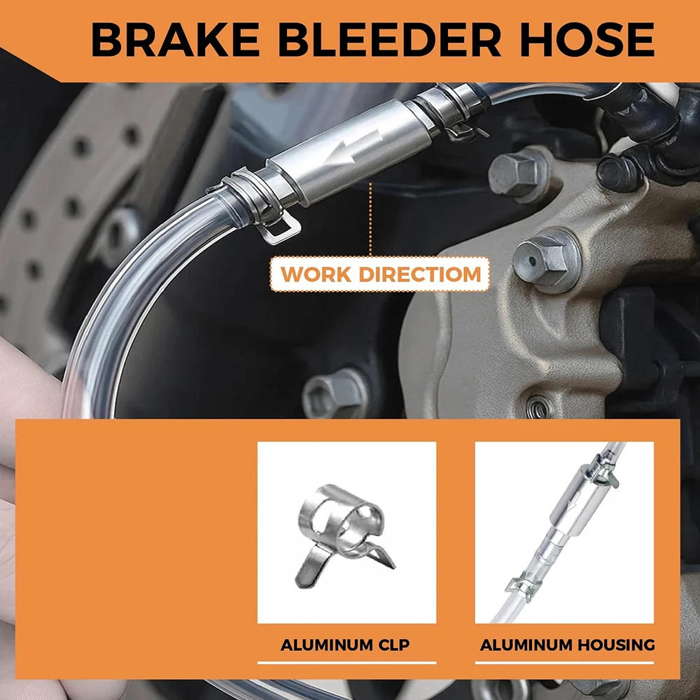 1PCS One Way Check Valve Clear Brake Bleeder Hose with Clamp for Car Motorcycle Hydraulic Clutch Oil Extraction Bleeding Tools