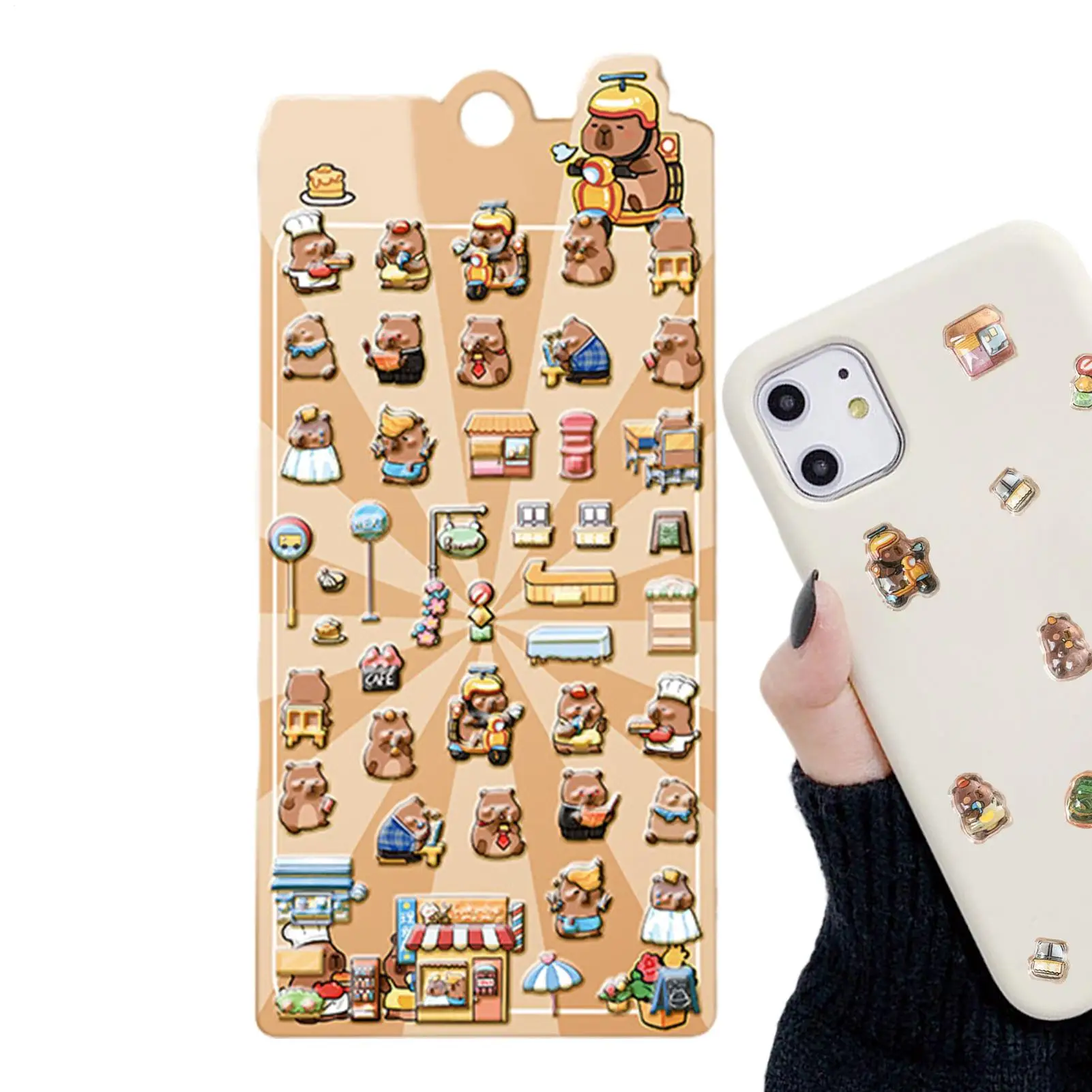 ملصقات ثلاثية الأبعاد لاصقة قوية على شكل رسوم كرتونية كابيبارا شارات لاصقة لهاتف جراب الهاتف وحفلات أعياد الميلاد والفصول الدراسية ومكافأة النشاط #5