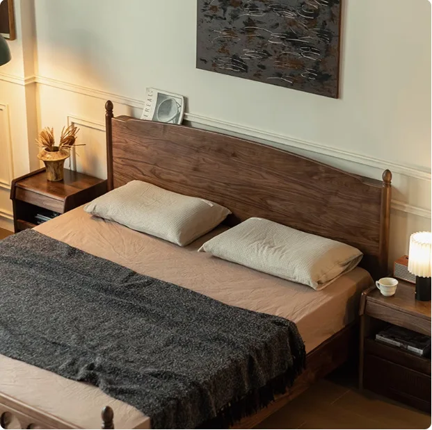 

Customizable solid wood retro American double bed 1.8 meters master bedroom marriage bed