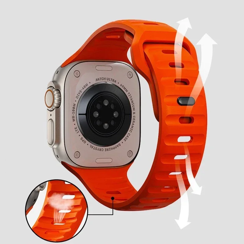 Band  For Apple Watch Ultra 49mm Case Strap 40mm 41mm 42mm 44mm 45mm Silicone Sport Rubber Correa Iwatch Series 8 7 6 Se 5 4 3