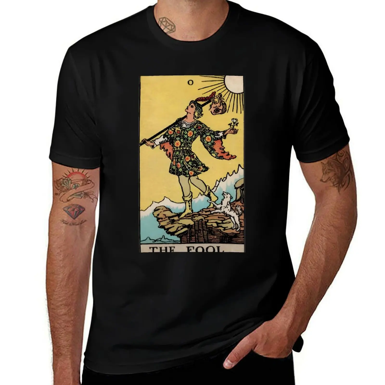 

The Fool Rider Tarot Card T-Shirt cotton t shirt pack man t shirt cotton high quality T-Shirt