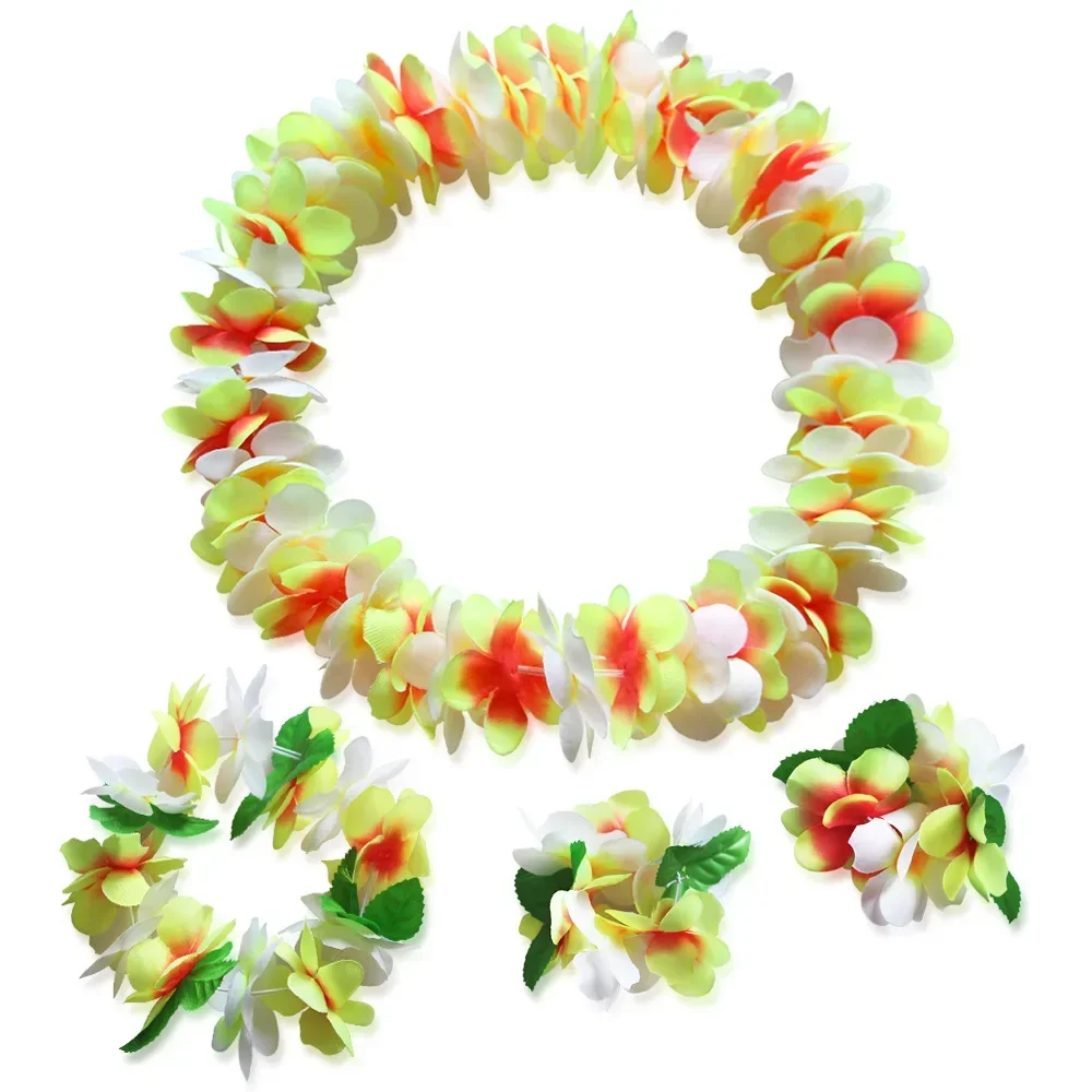 Hawaiian Leis Luau Tropical Headband Flower Crown Wreath Women Girls Necklace Bracelets Hair Band Party Halloween Christmas image 6