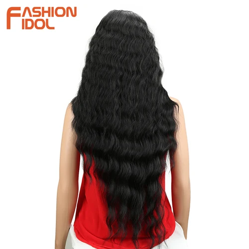 Imagen 2 del producto FASHION IDOL 30 pulgadas/75 cm pelucas de encaje ondulado con agua pelo rizado sintético pelucas delanteras de encaje Rubio degradado pelucas de Cosplay de onda profunda para mujeres