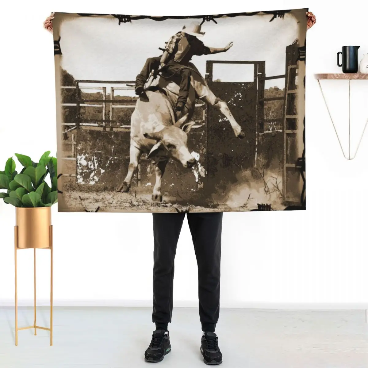 BULL RIDER, RODEO QUOTES, ROUGH STOCK RIDERS Throw Blanket blankets ands Beautifuls Hairy Shaggy halloween Blankets