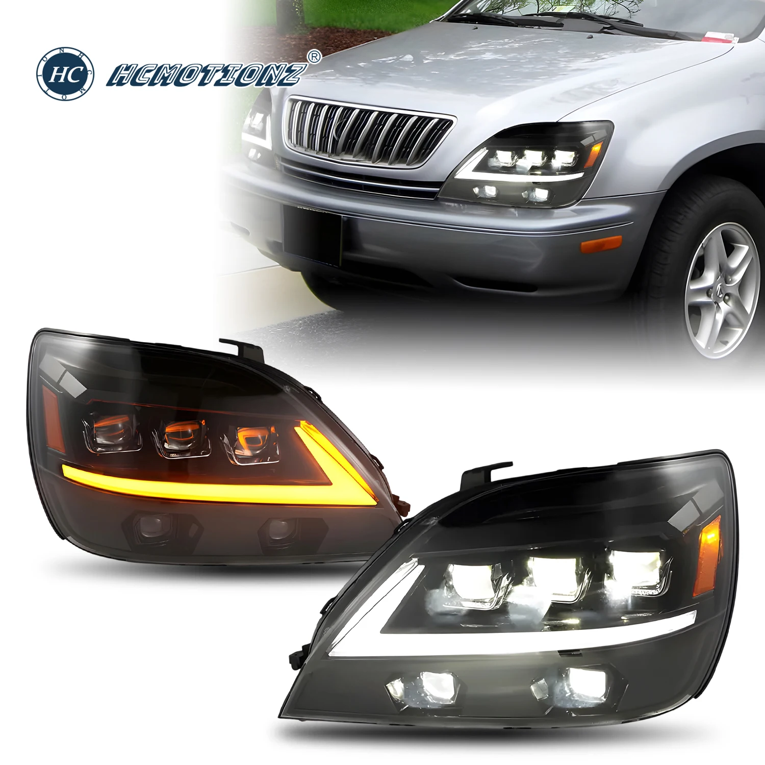 HCMOTIONZ светодиодные фары для Lexus RX 330 1998-2002 1-го поколения 350 400h Start up Animation DRL Автомобильные передние фары в сборе Harrier