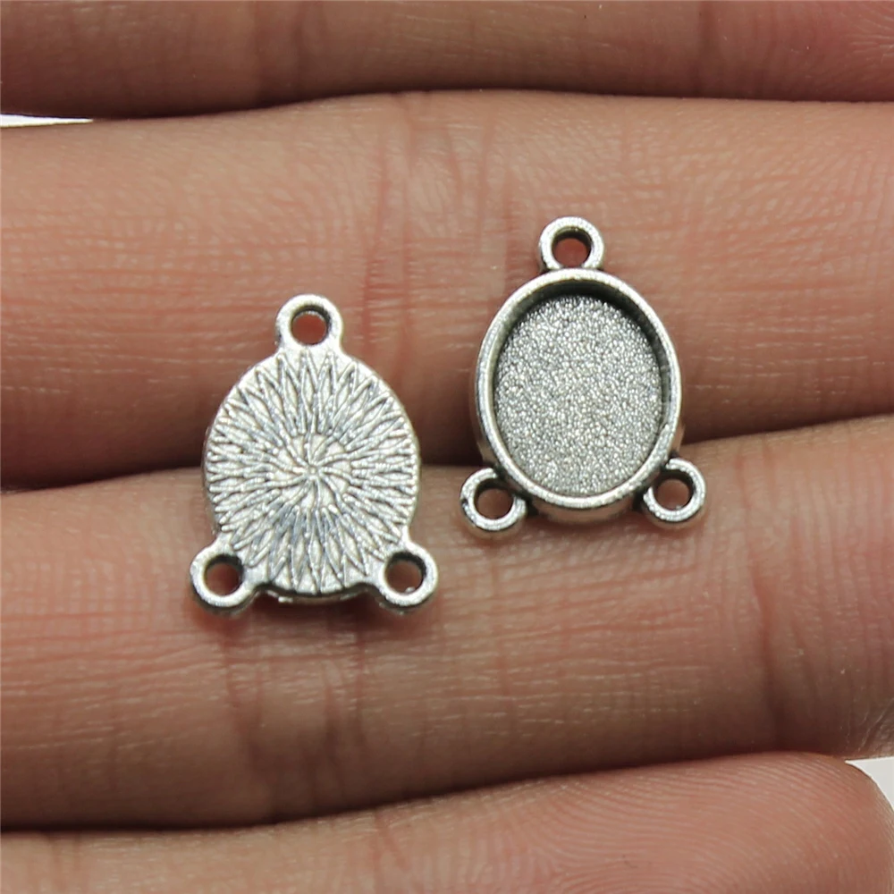 Fit 30x40mm 20x30mm 18x25mm 13x18mm 10x14mm 8x10mm Oval 3 Holes Connector Style Pendant Base For Jewelry Making