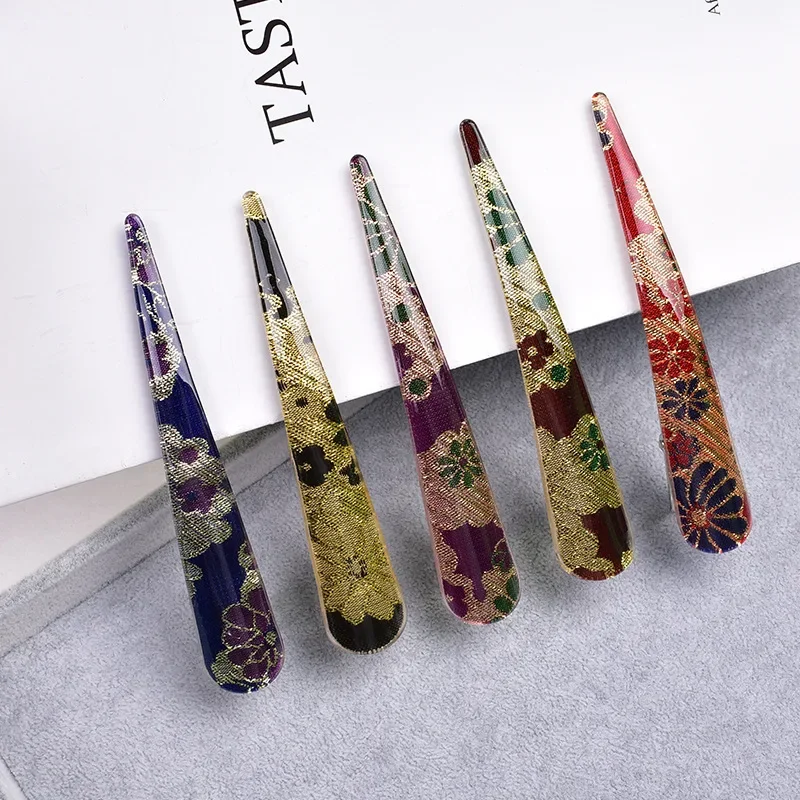 Women\'s Hair Clip Elegant Noble Fashion Acrylic Silk Floral Rhinestone Geometric Rectangular Horn Clip Girls Hair Accessories