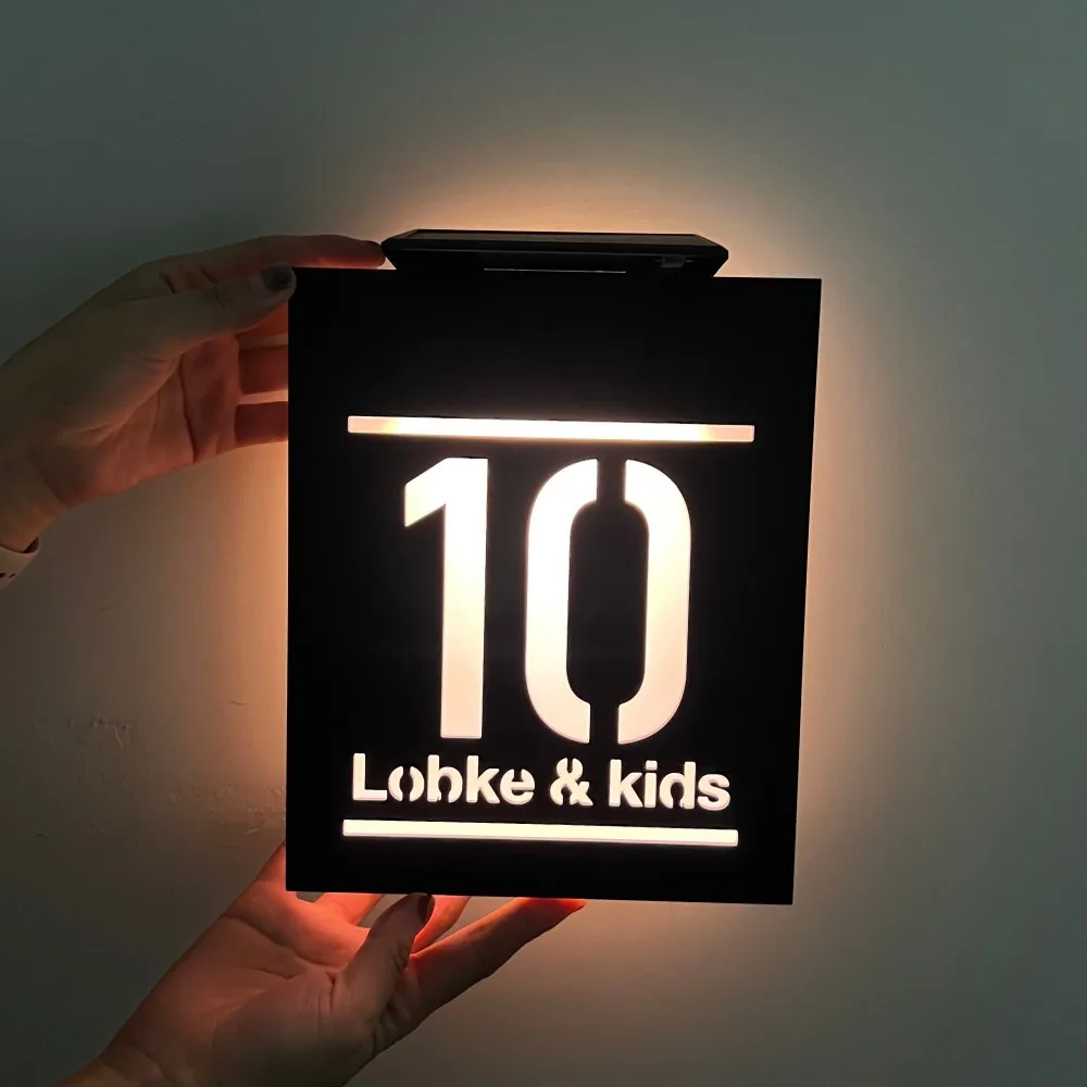 Custom Solar Door Plate Acrylic Outdoor House Number Sign LED Illuminated Personalized Address Sign Door Sign Dropshpping Gift