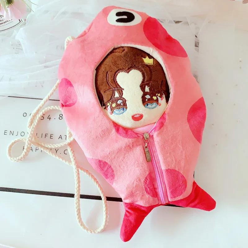 20CM Clothing Dolls Accessories Plush Little Fish Crossbody Bag for Going Out Dress Up Kawaii Exquisite Brithday Gift for Friend