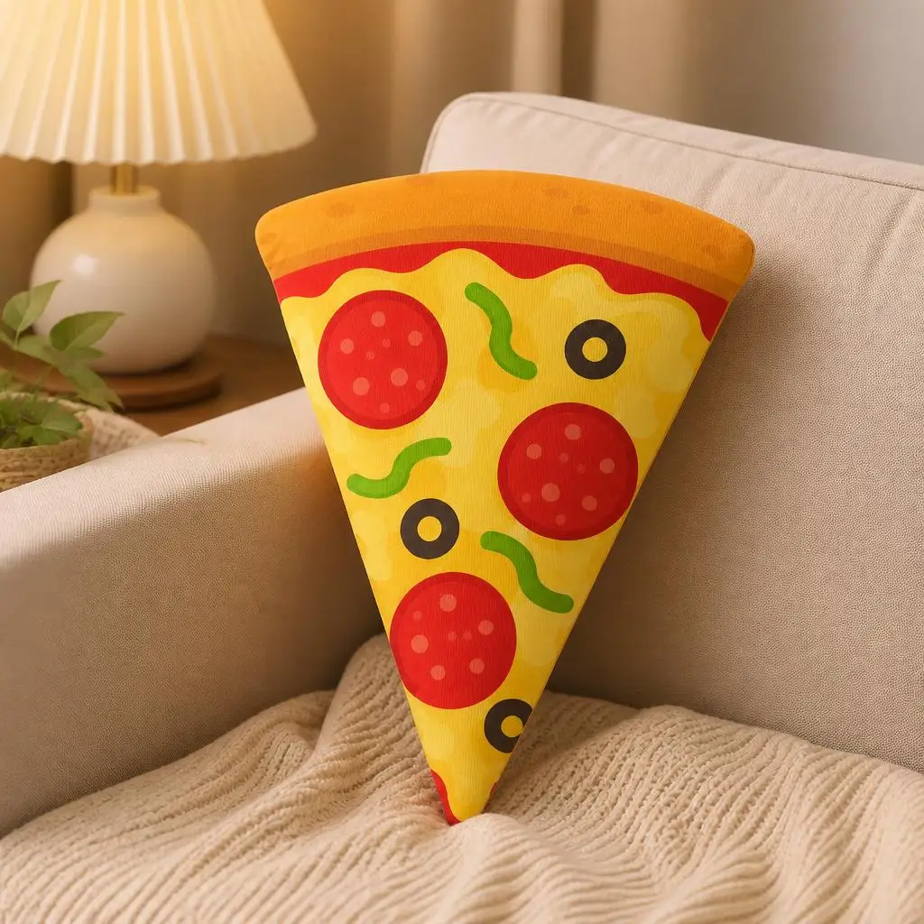 Pepperoni Pizza Slice Shaped Stuffed Throw Pillow Italian Food Cushion Pizzeria Kitchen Decor Sofa Accent Gift Home Decor