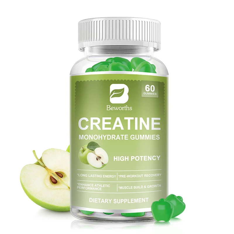 

BEWORTHS Monohydrate Creatine Gummies for Men and Women Increase Strength,Muscle Gain,Recovery, Endurance Vegetarians Low Sugar