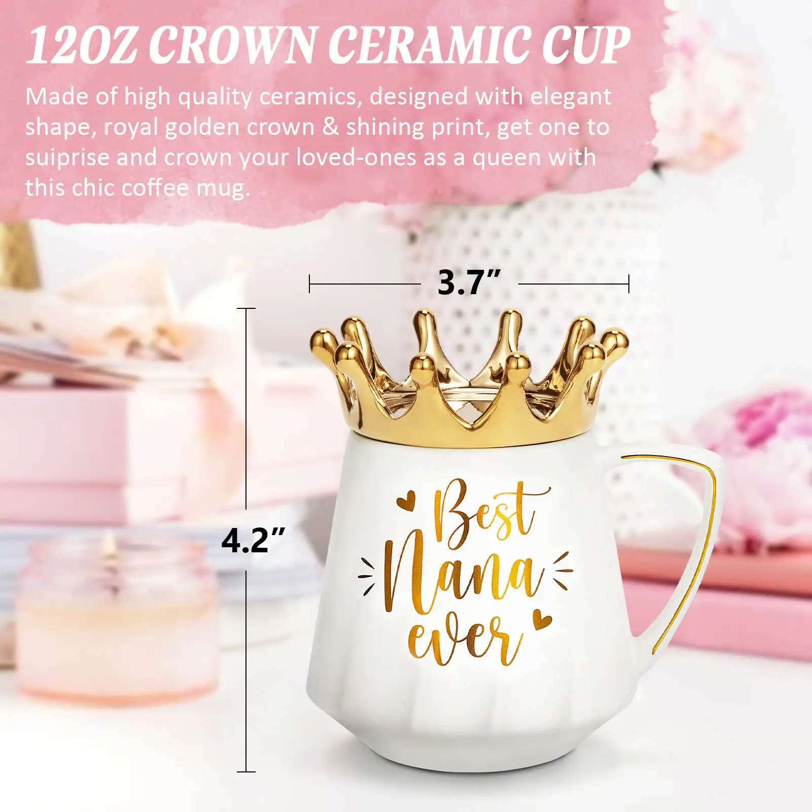 Crown Cup Ceramic coffee cup Girls pink gift box Coffee milk cup The best gift for girlfriends and wives ceramic cups